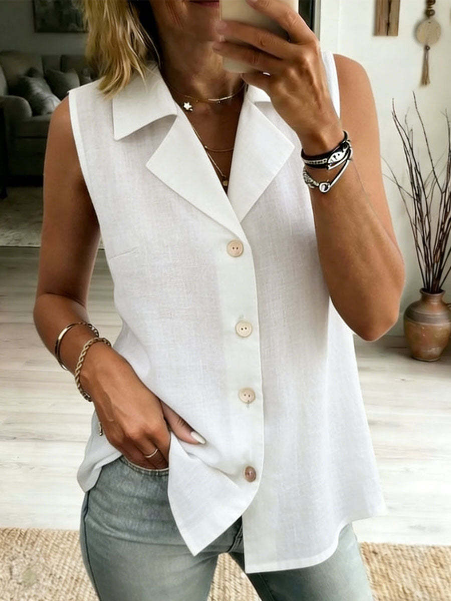 Women's Solid-Colored Sleeveless Fashionable Loose Vest Top