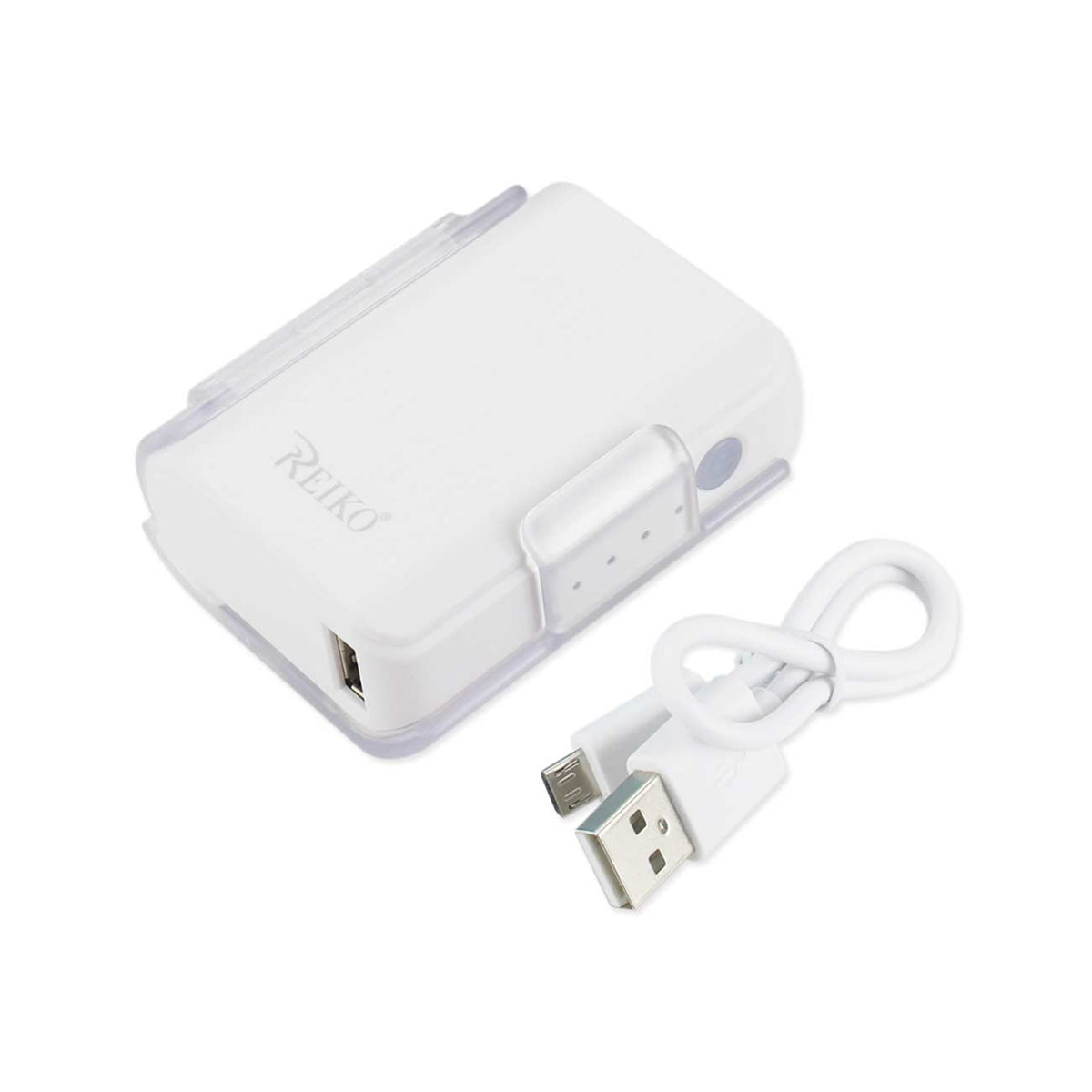 4000MAH UNIVERSAL POWER BANK WITH CABLE IN WHITE - Durable & Reliable