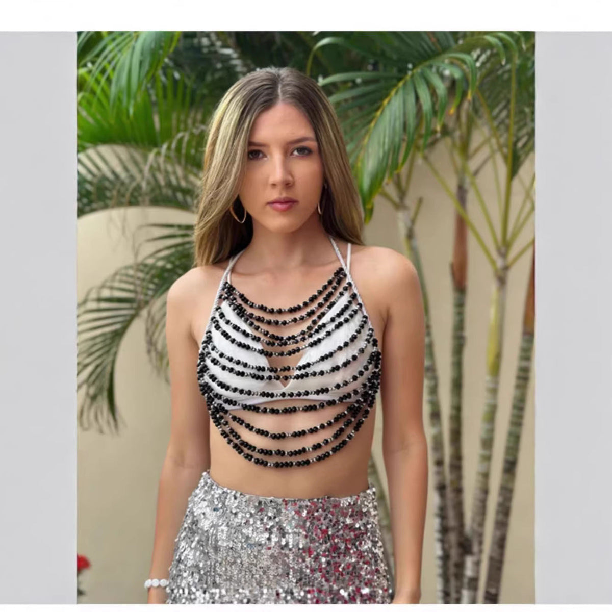 Sexy Resort-Style Pearl Bra Chain