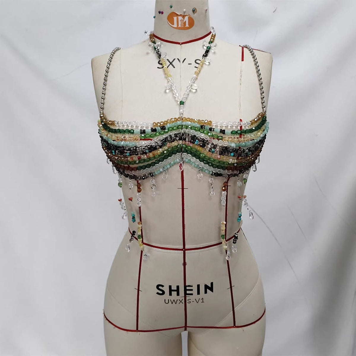 Womens Festival Bustier Necklace Colorful Beaded Vest Music Festival Party