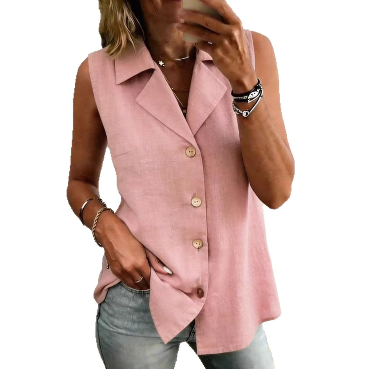 Women's Solid-Colored Sleeveless Fashionable Loose Vest Top
