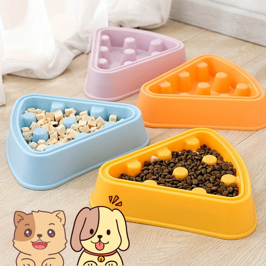 Pet Slow Feeder: Cartoon Pizza Single Bowl for Healthy Eating & Digestion