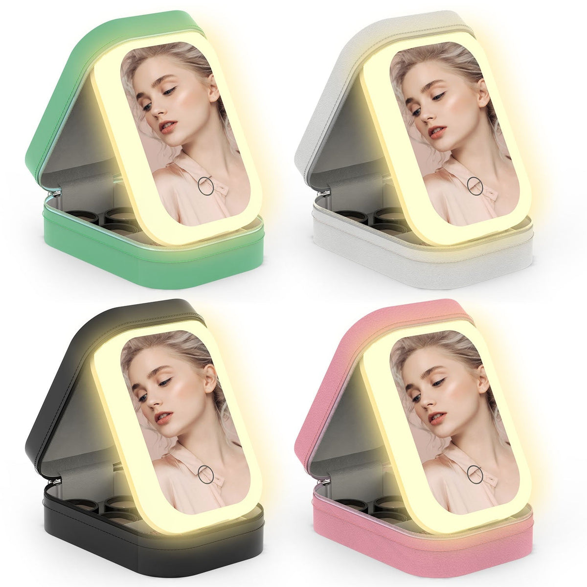 Portable Beauty Cosmetic Bag with LED Mirror | Waterproof, Dimmable 3-Light Modes