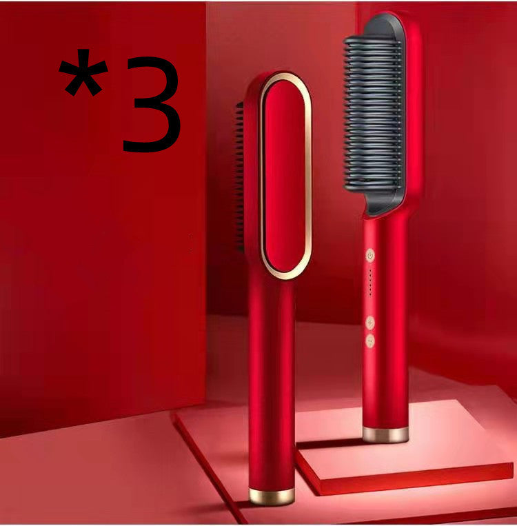 Electric Hair Brush Straightener & Curler | Dual-Purpose Negative Ion Hot Comb