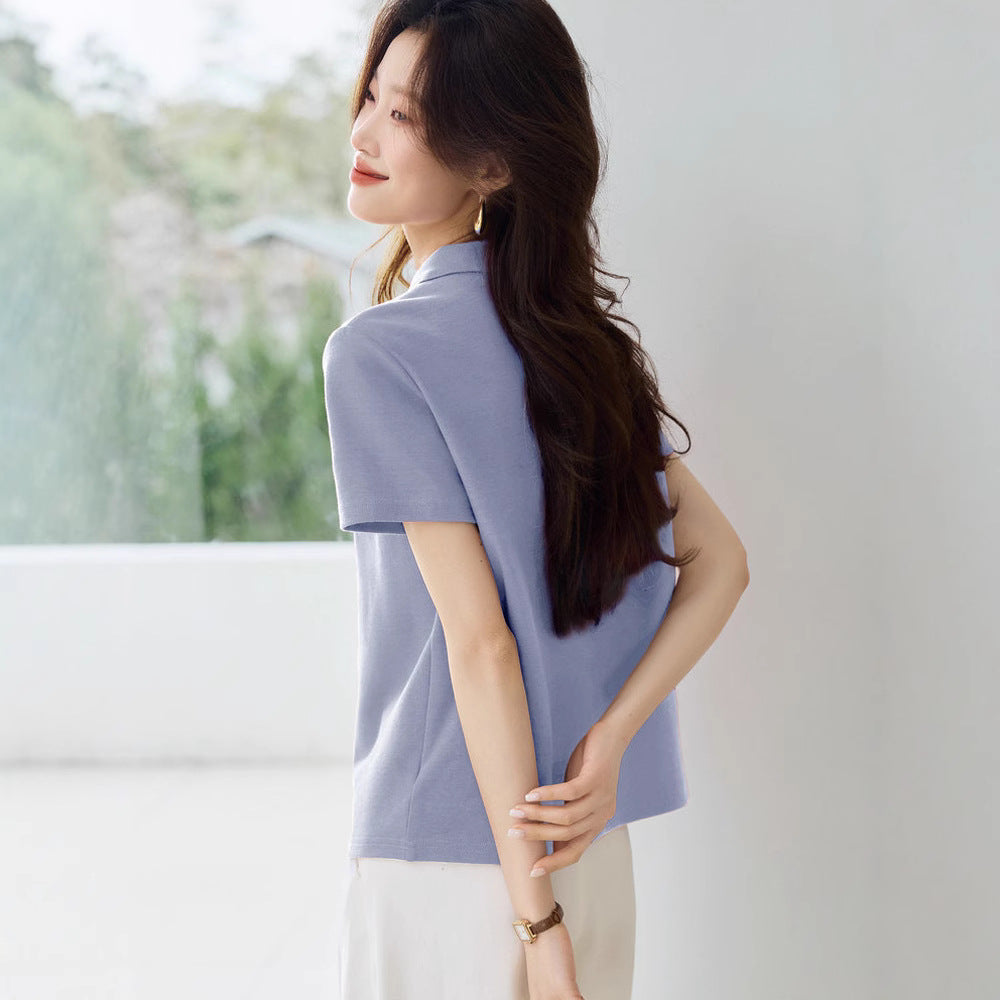 Sweet Youth-boosting Chic Polo Shirt With A Turn-down Collar