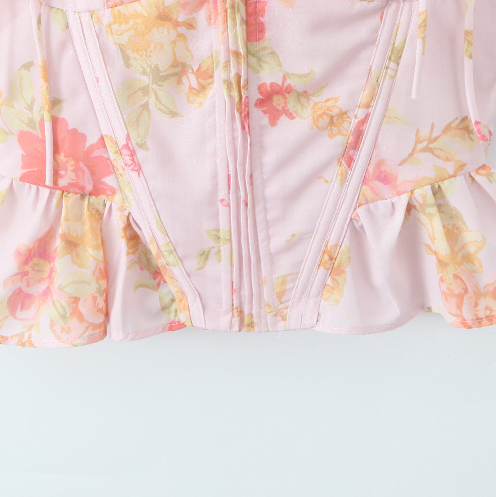 Begonia Print Keel Slim Fit Vest Top