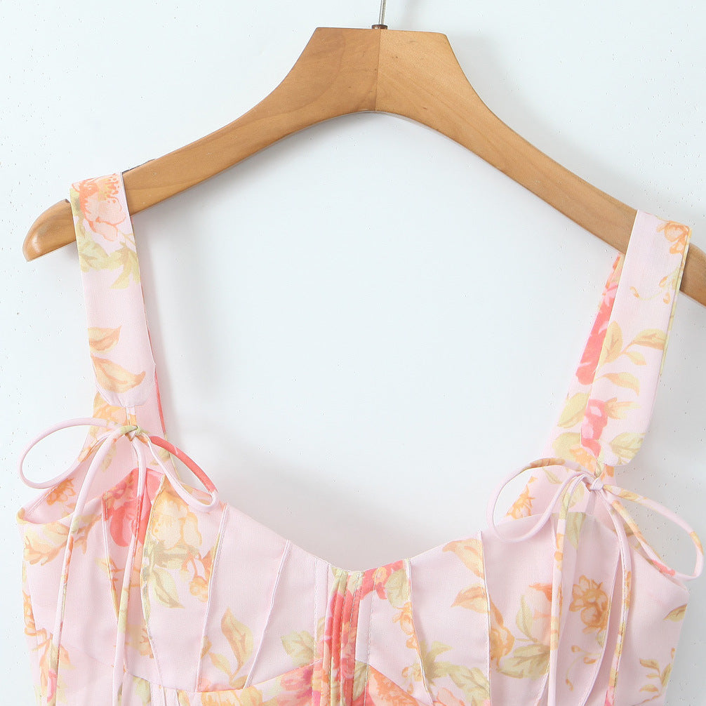 Begonia Print Keel Slim Fit Vest Top