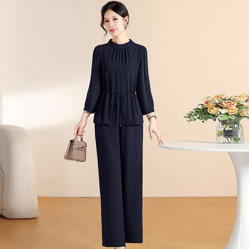Spring Summer Top And Cropped Pants Age-reducing Two-piece Set