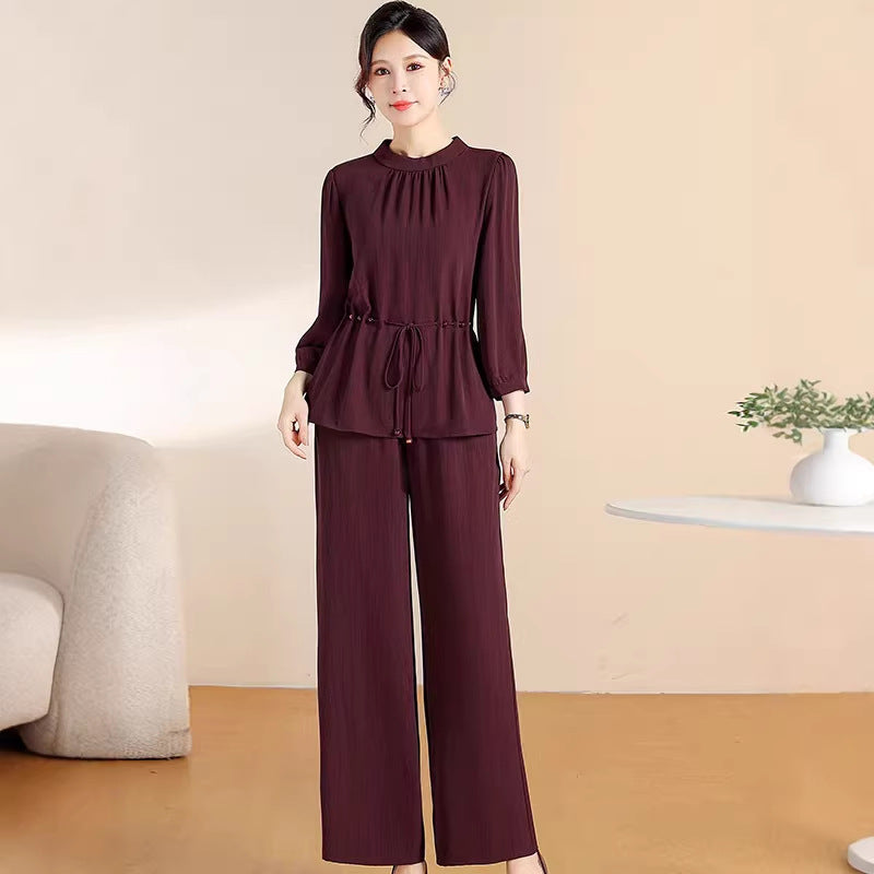 Spring Summer Top And Cropped Pants Age-reducing Two-piece Set