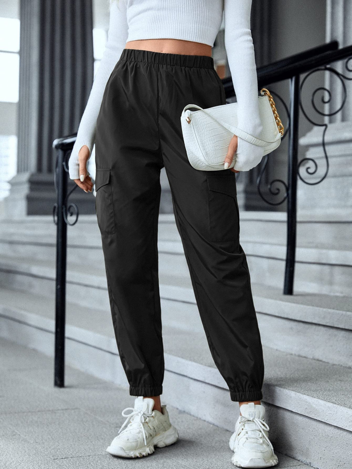 Women's Multi-Pocket Skinny Casual Trousers