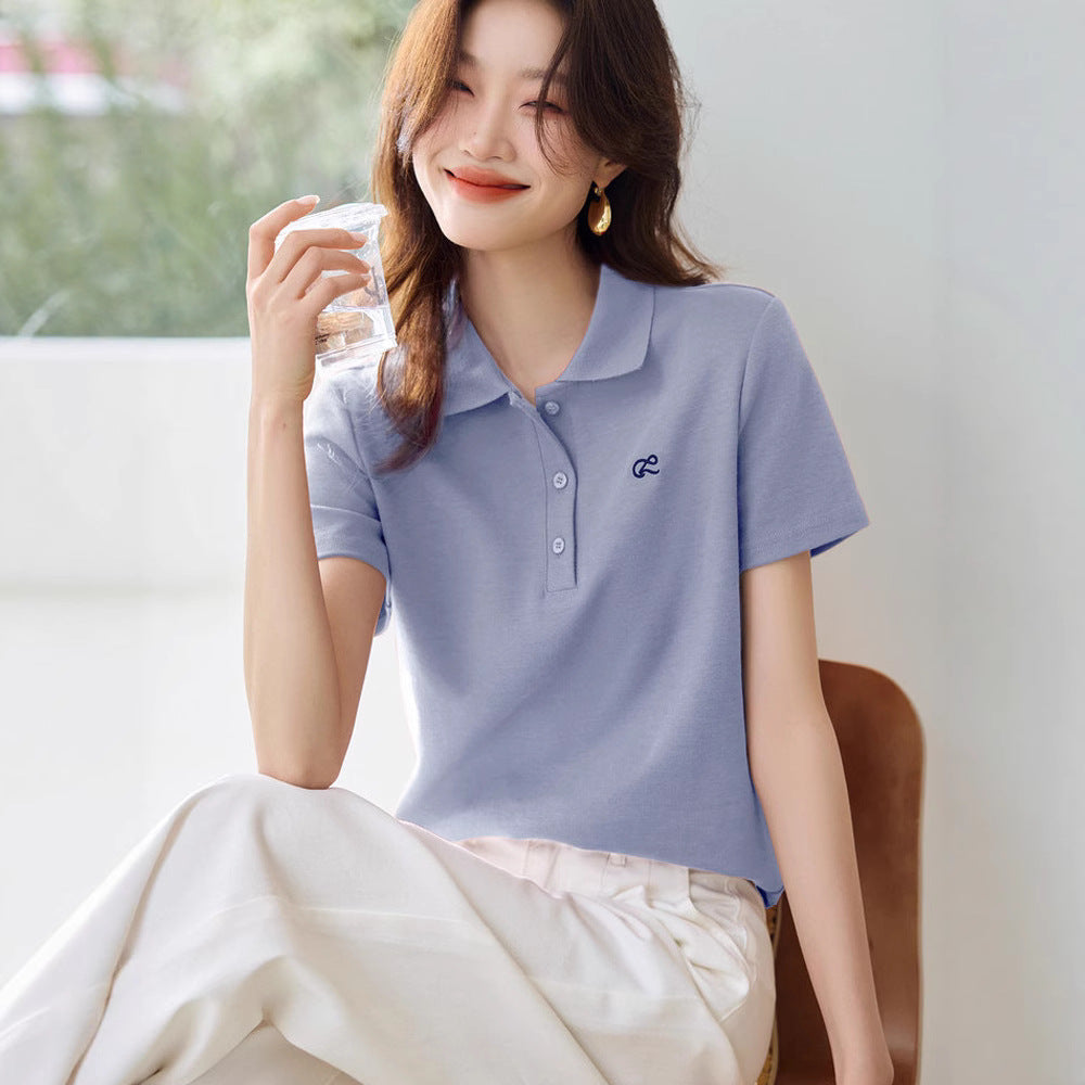 Sweet Youth-boosting Chic Polo Shirt With A Turn-down Collar