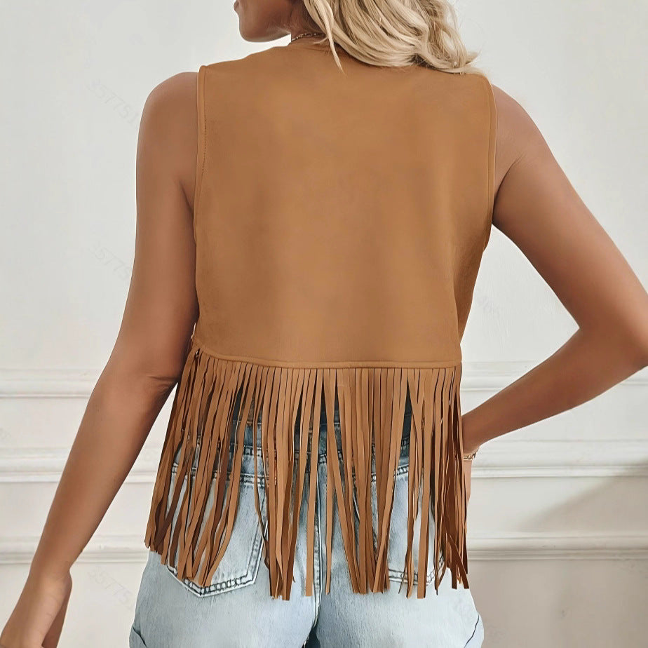 New Fringed Jacket Casual All-match Buttonless Vest