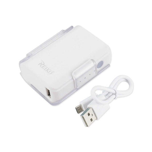 4000MAH UNIVERSAL POWER BANK WITH CABLE IN WHITE - Durable & Reliable