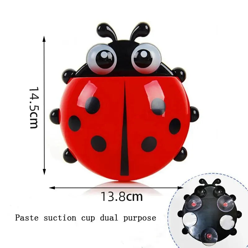Creative Ladybug Toothbrush Storage Rack | Kids Bathroom Suction Shelf