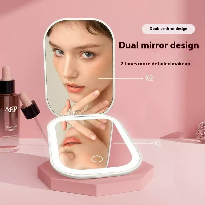 Portable HD Luminous Cosmetic Mirror | Ultra-Thin, Foldable, Tricolor LED Light