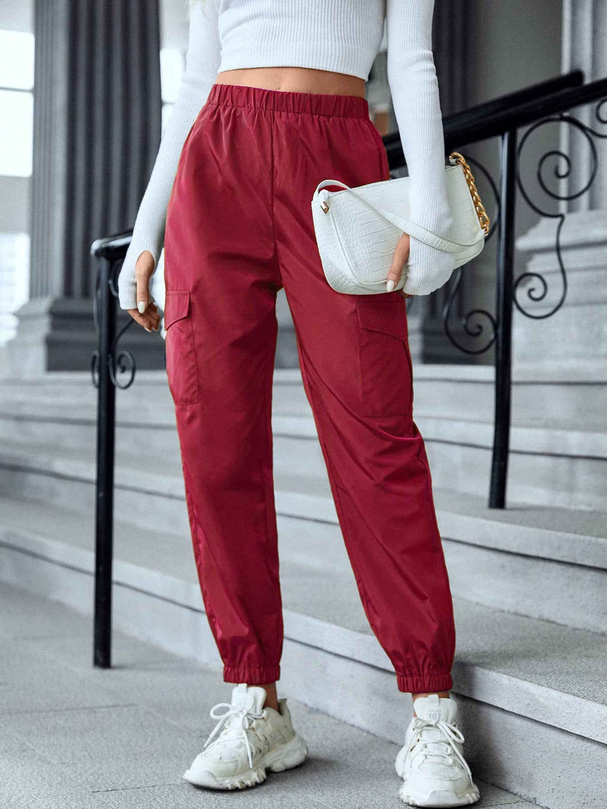 Women's Multi-Pocket Skinny Casual Trousers