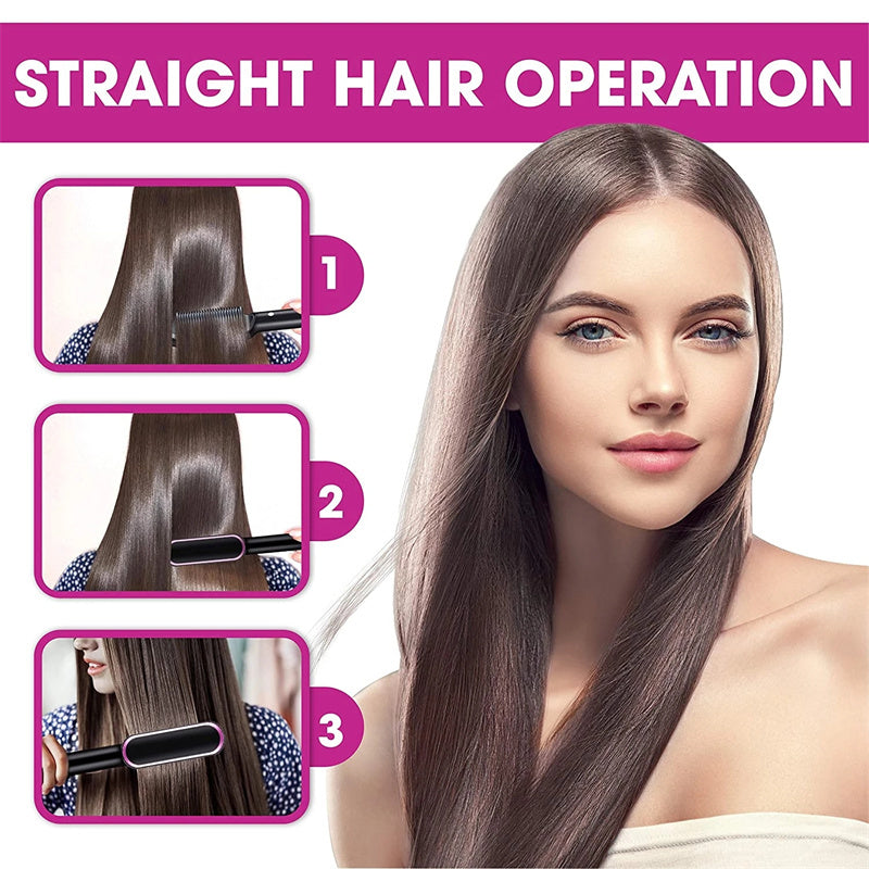 Electric Hair Brush Straightener & Curler | Dual-Purpose Negative Ion Hot Comb