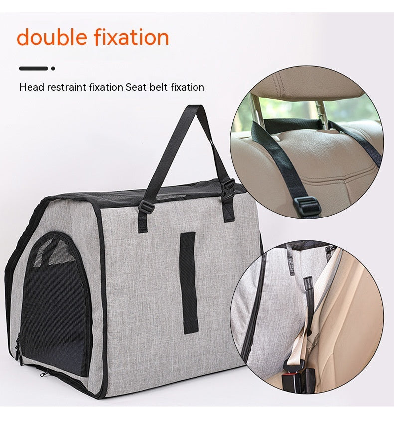 Folding Dog Car Seat Cage | Portable Travel Nest & Carrier for Pets