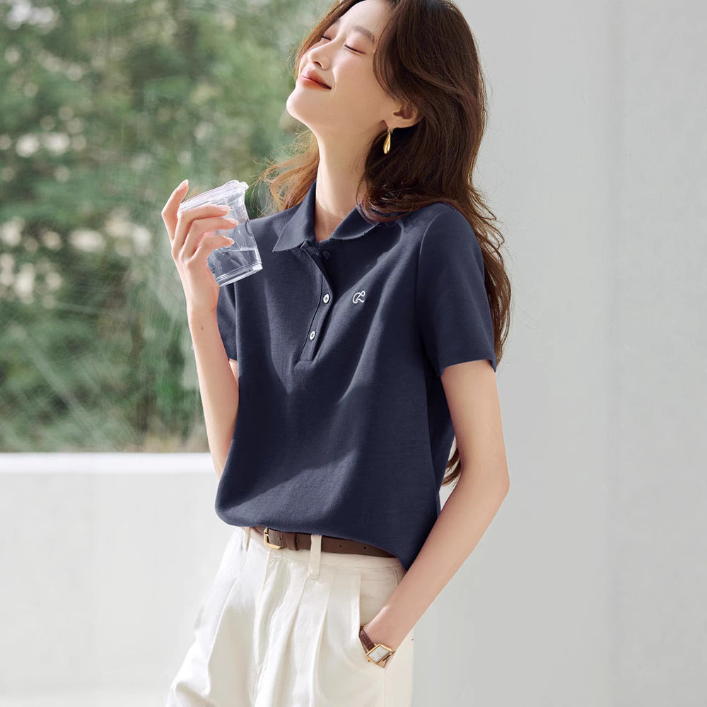 Sweet Youth-boosting Chic Polo Shirt With A Turn-down Collar