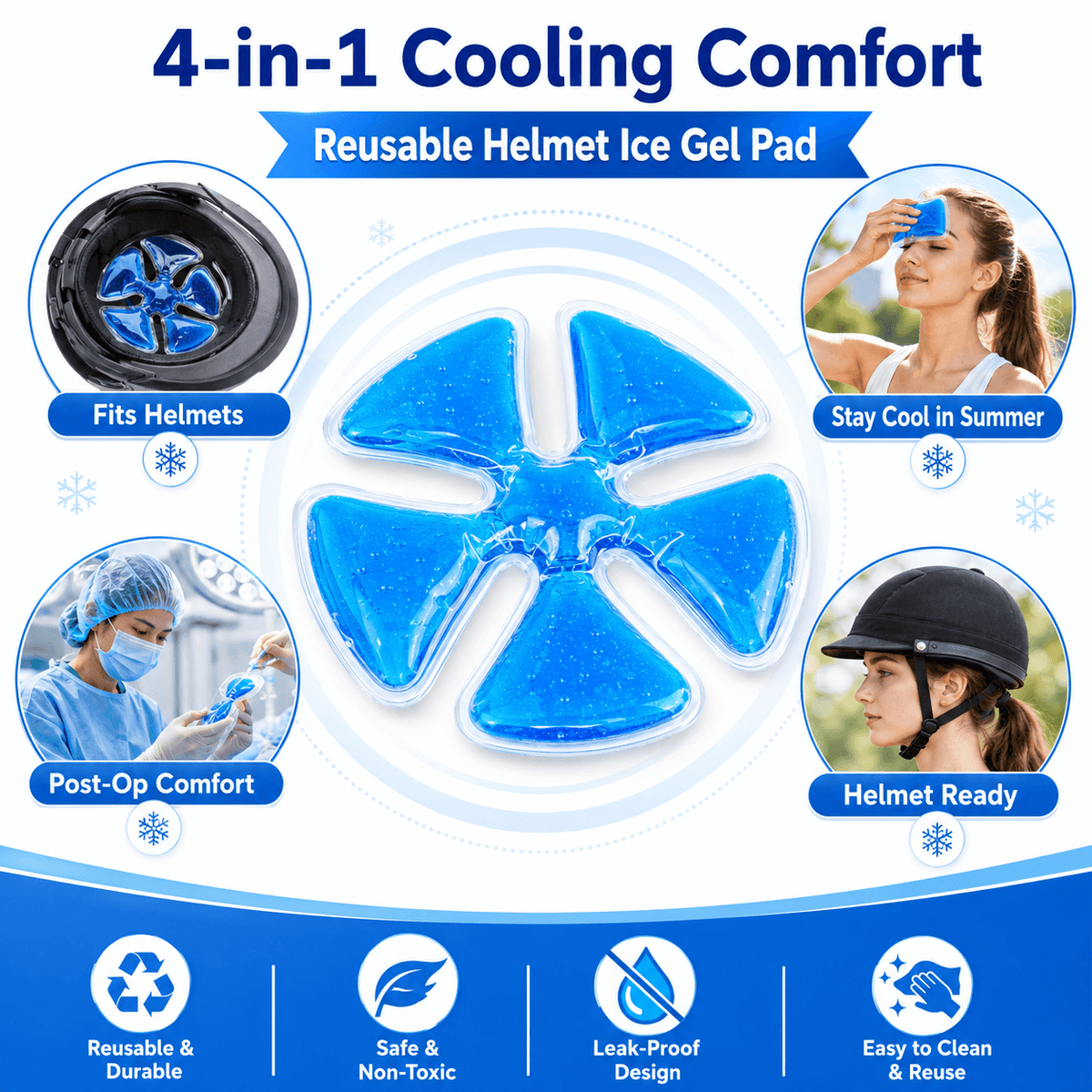Reusable Helmet Ice Gel Pad – Cooling Insert for Hats, Helmets & Headwear