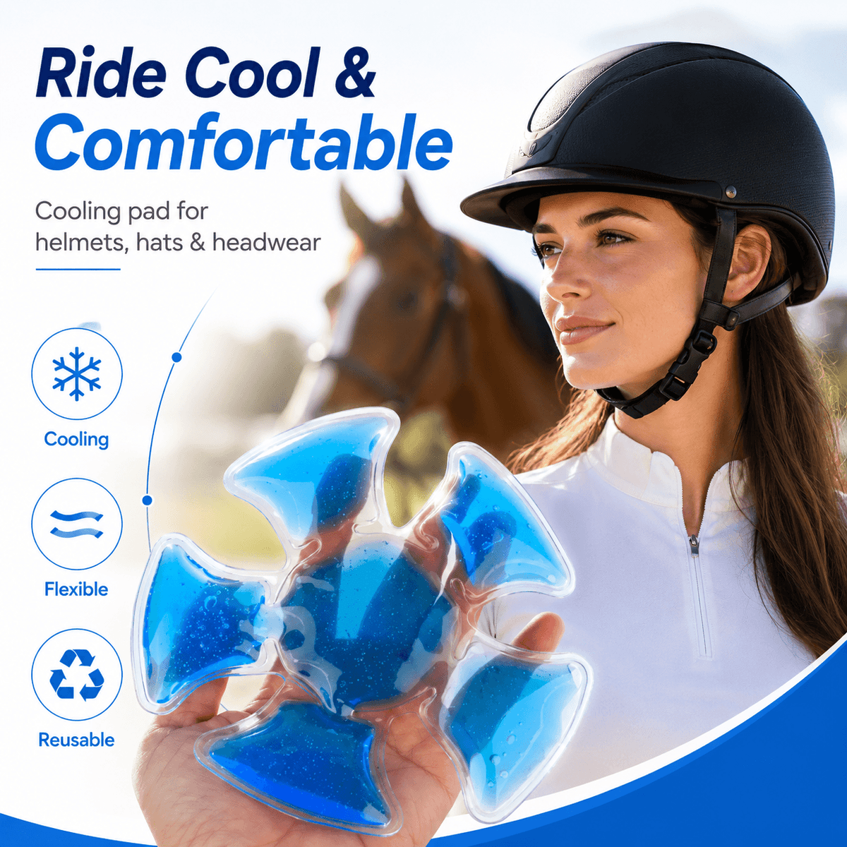 Reusable Helmet Ice Gel Pad – Cooling Insert for Hats, Helmets & Headwear