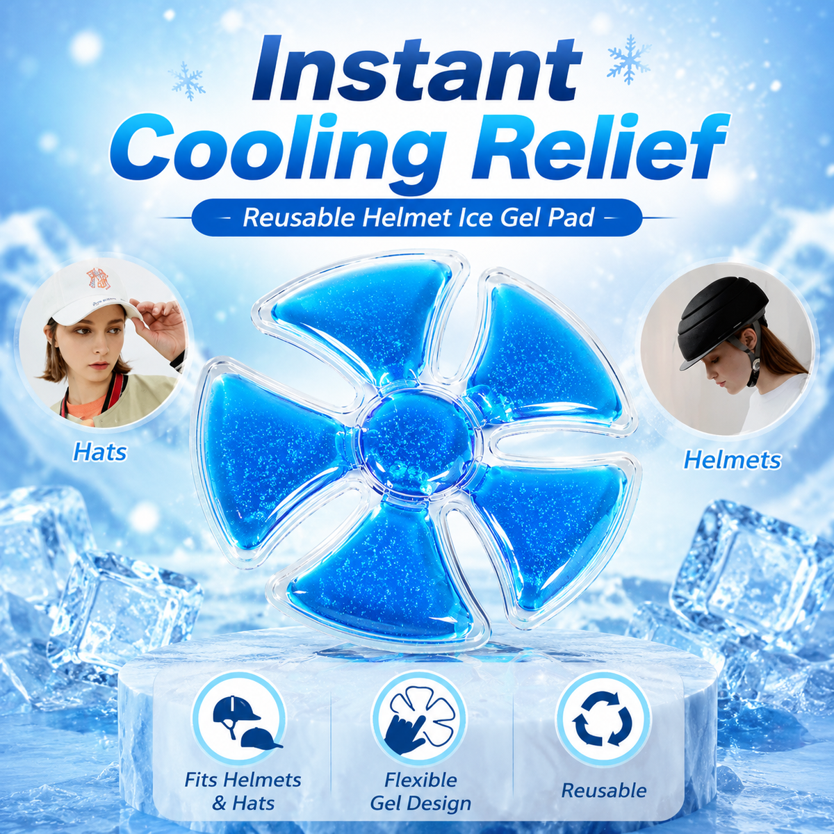 Reusable Helmet Ice Gel Pad – Cooling Insert for Hats, Helmets & Headwear